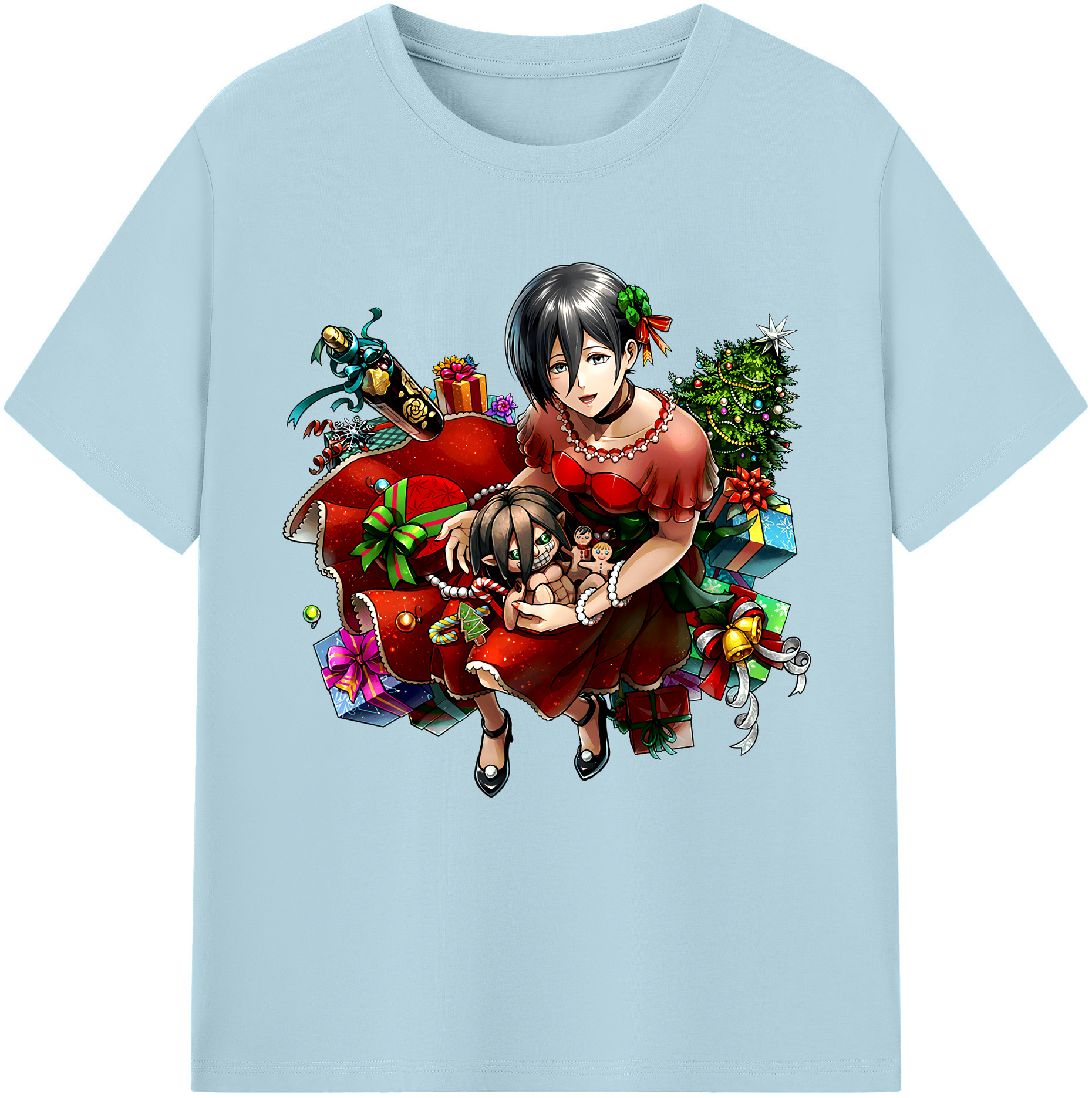 （画像用） 進撃の巨人 ミカサ·アッカーマン Attack on Titan Mikasa Ackerman 綿100％半袖Tシャツ（フロントプリント）